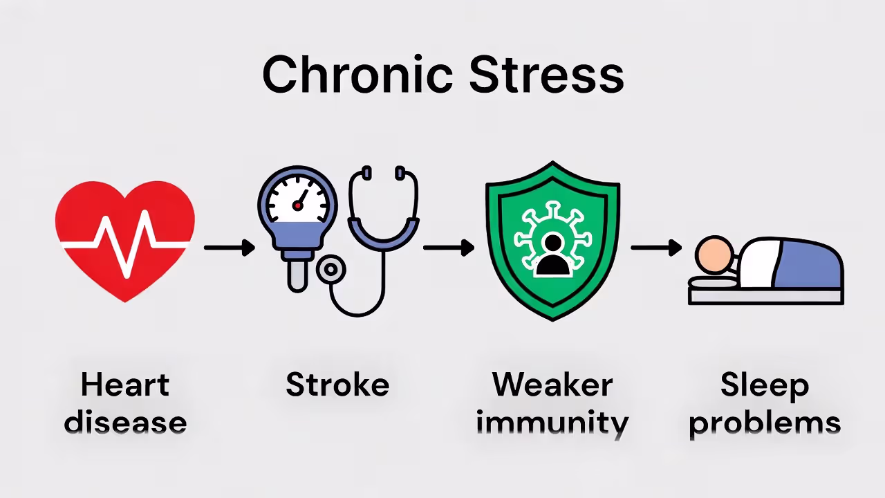 Infographic showing physical health risks linked to isolation