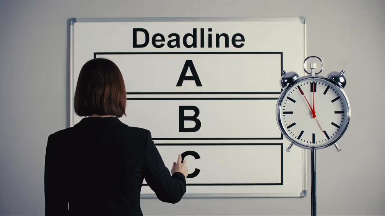 Person choosing between options with a visible decision deadline